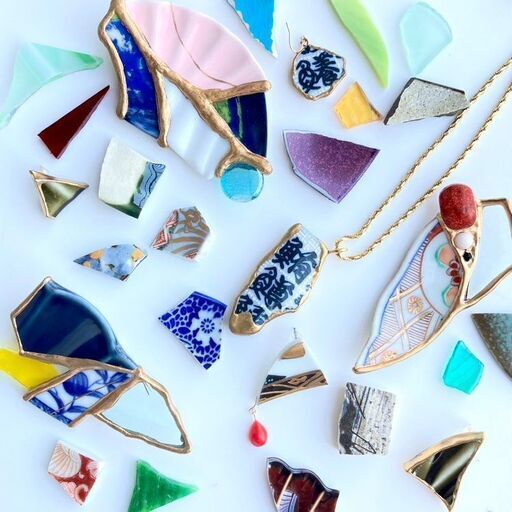 人気作家　坪井梨絵先生　陶器金継ぎワークショップ　同時開催「こだわりの材料展」作品販売